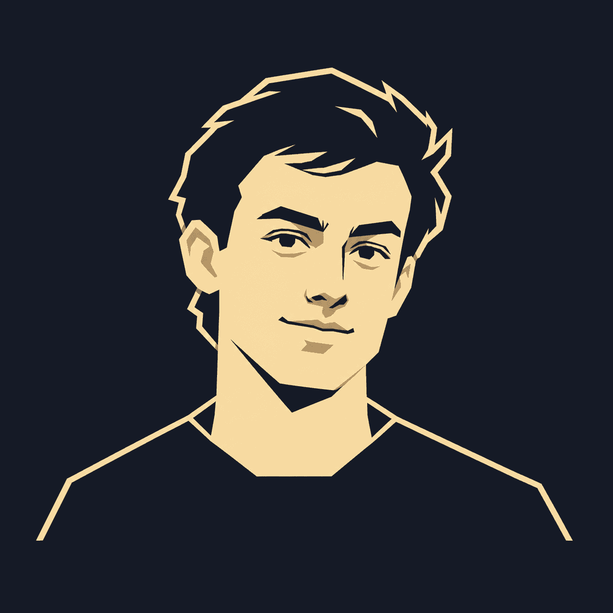 Illustrated portrait of Matteo Agnoletto in warm golden tones